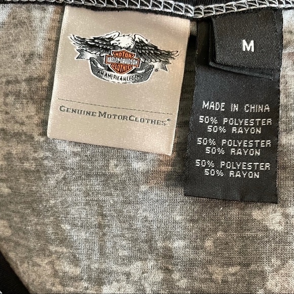 Harley Davidson Authentic Laced Front Gray Black Raglan Eagle Logo Graphic Tee - Picture 7 of 10